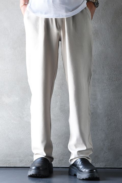 CHRIS EASY WIDE TUCK PANTS / ブリスターニット ワンタック イージーパンツ (ベージュ)
