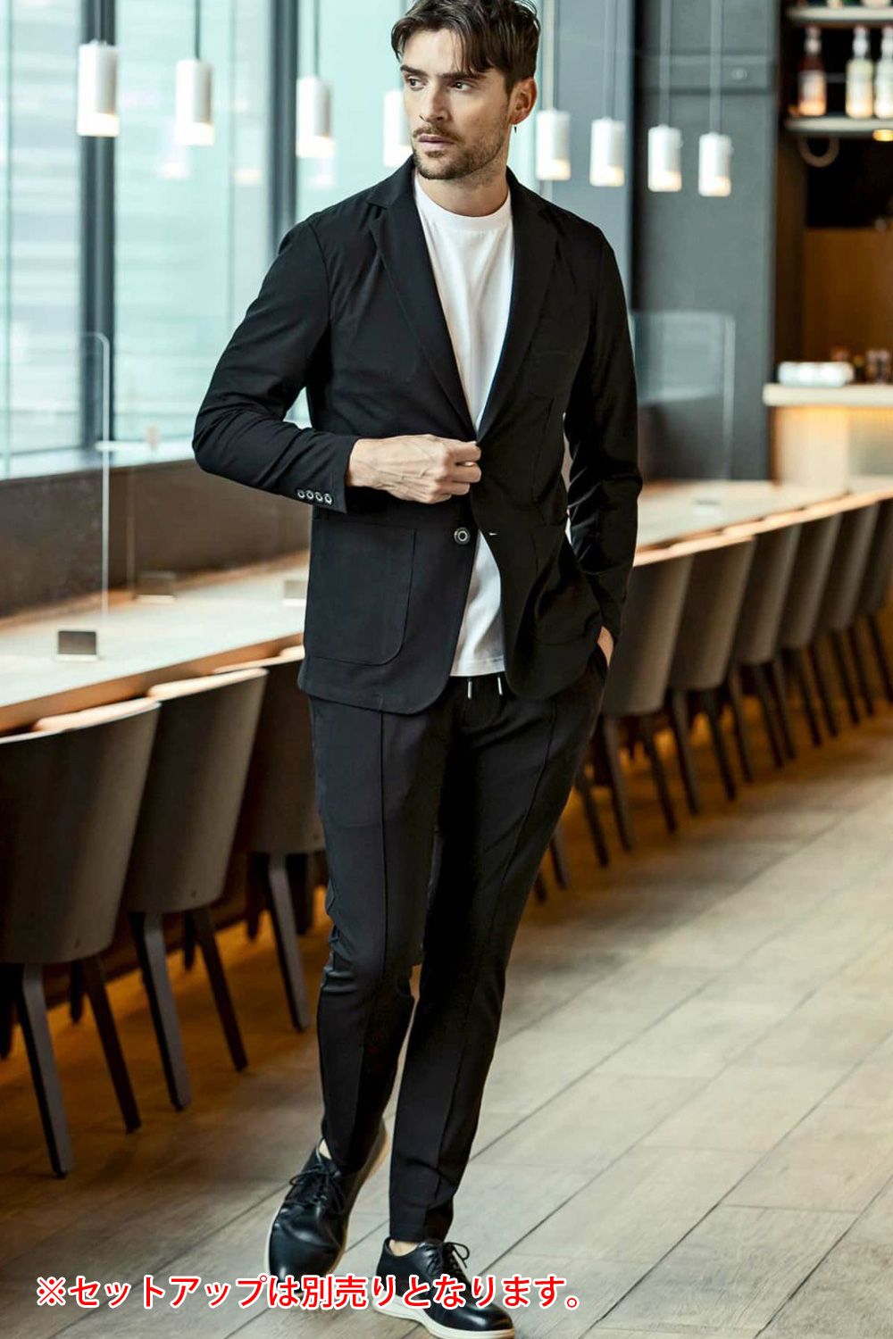 CUT AND SEW SLACKS / アーチロゴ カットソー スラックス ネイビー