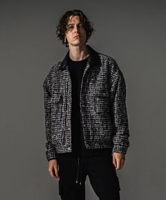 FCTWEED 2nd jk / ファンシーツイード エコレザーカラー デニムジャケット (ブラック) (9月末入荷予定) ※オーダー締切:5月23日(土)17時