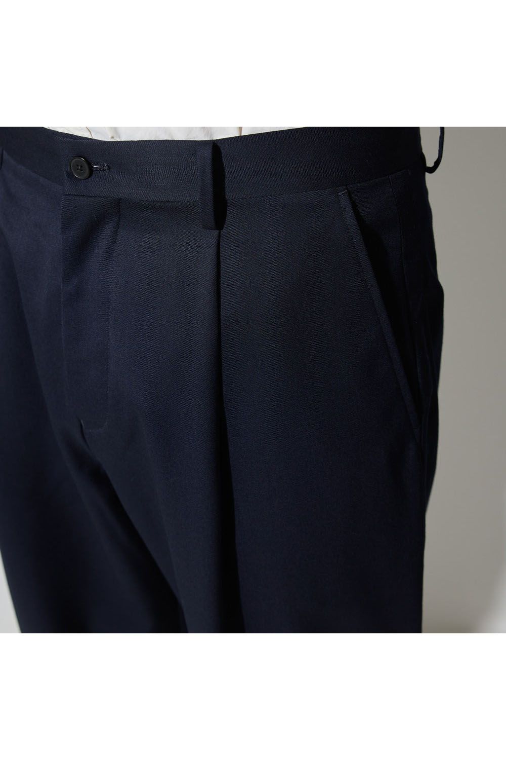 1OUT-PLEATS PANTS WOOL GABARDINE / ウールギャバジン 1アウトプリーツ パンツ ネイビー