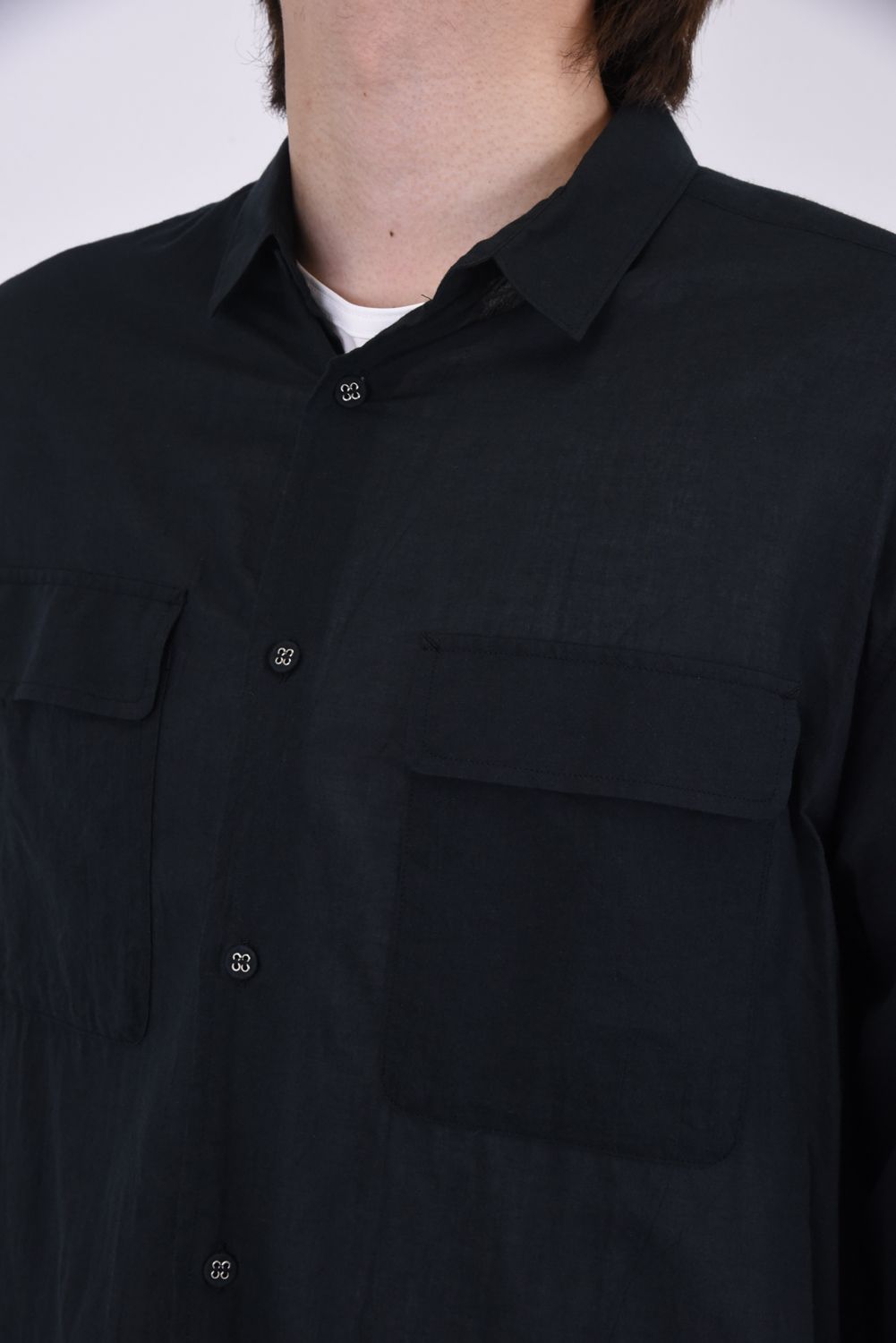LONG SLEEVES SHIRT / コットン ロングスリーブシャツ ブラック