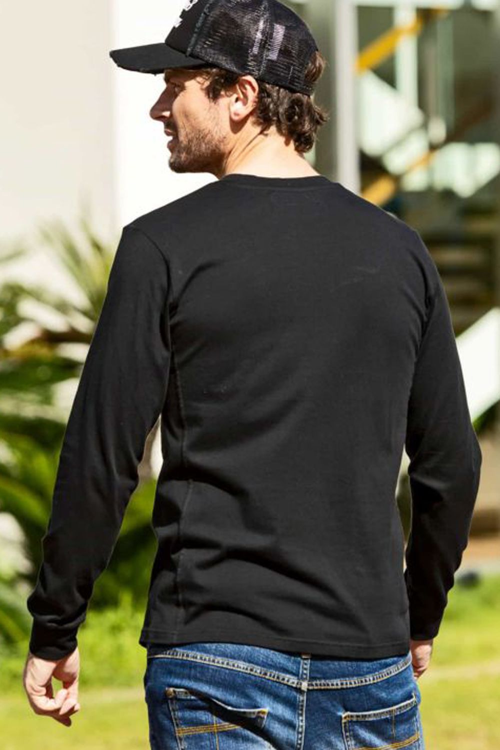 STEPS EMBROIDERY LONG T-SHIRTS / グラデーション アップリケ ロングTシャツ ブラック