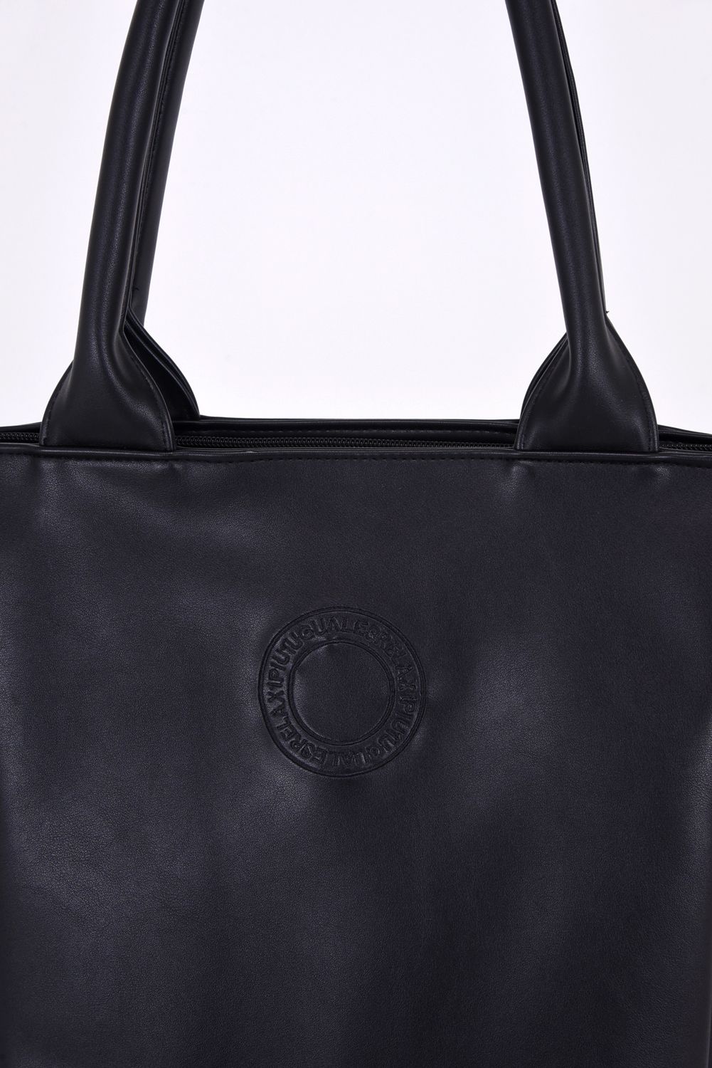 PU TOTE BAG / サークルロゴPUトートバッグ (ブラック)