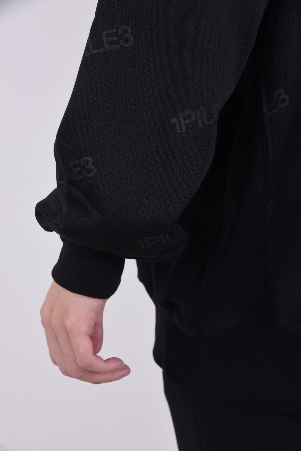 DROP SHOULDER CREW RAIN MAKER / バイアス総柄プリント ドロップショルダー クルースウェット ブラック