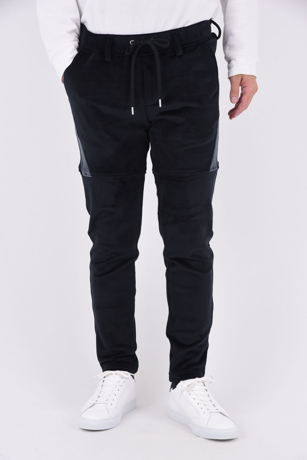 VELOURS TYLER PANTS / ベロアフリース サイドライン イージーパンツ ブラック