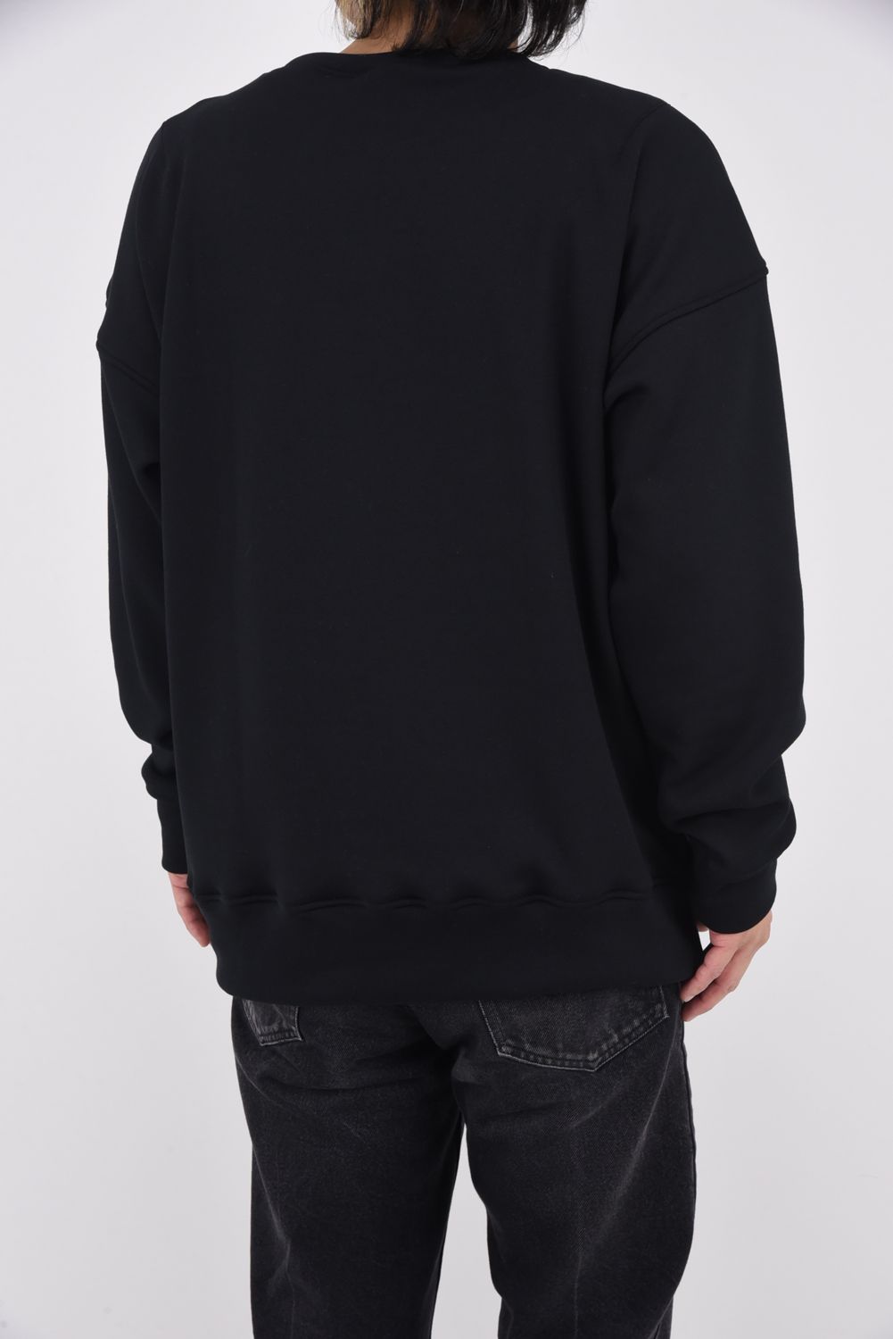 COLLEGE VELOURS FLEECE DORP TRAINER / カレッジロゴ 裏起毛 ルーズトレーナー ブラック