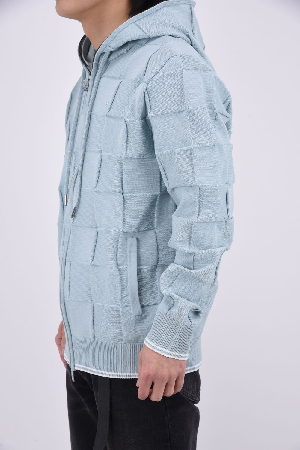 【26SS】 INTRECCIATO HOODIE / イントレチャート ジップパーカー (サックス)