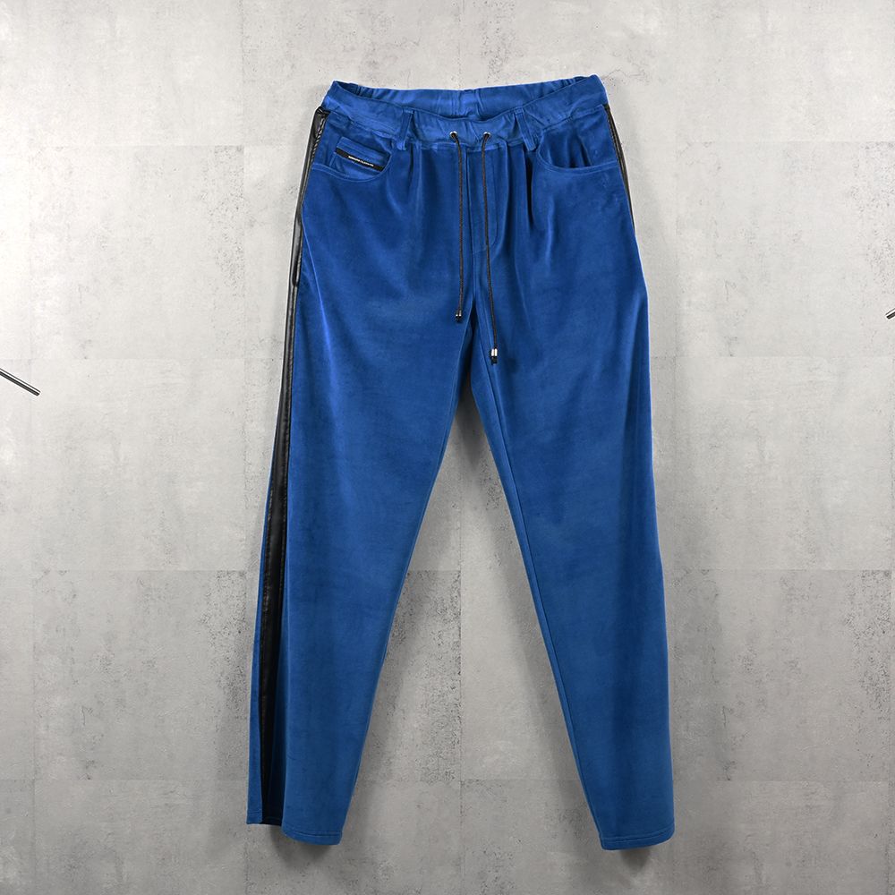 VELOUR SEMIWIDE TUCK PT / ベロア トラックパンツ (ネイビー) (9月中旬入荷予定) ※オーダー締切:5月23日(土)17時