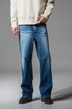 DENIM JERSEY WIDE PT / ジャージデニム セミワイド ワンタック スラックス型イージーパンツ ダークインディゴ