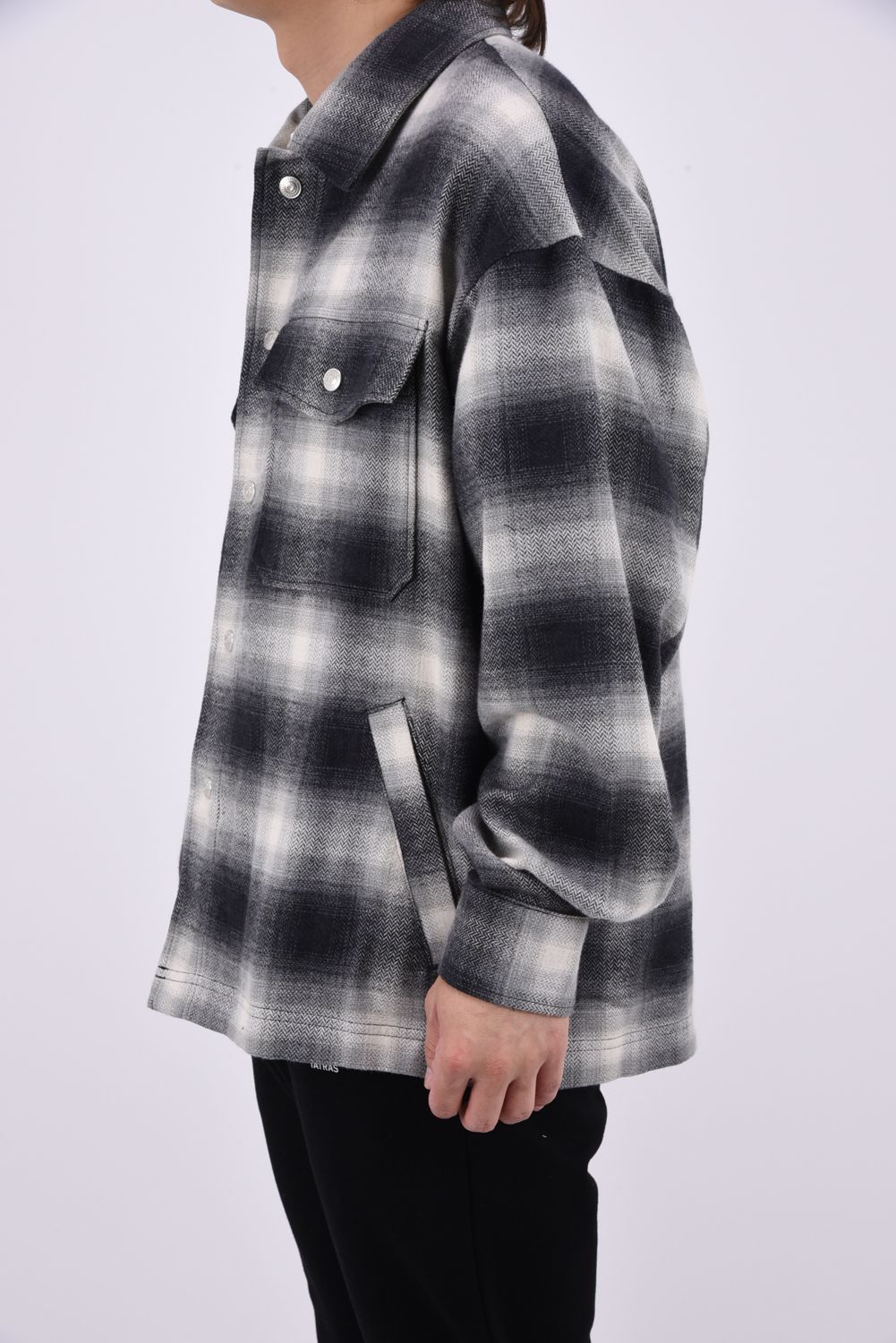flannel check JK  / オンブレチェック ネルシャツジャケット (ブラック)