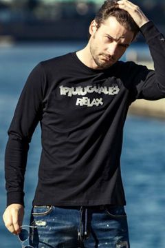 GRADATION TOOTHBRUSH EMBROIDERY LONG T-SHIRTS / グラデーション 3Dロゴ ロングスリーブTシャツ ブラック