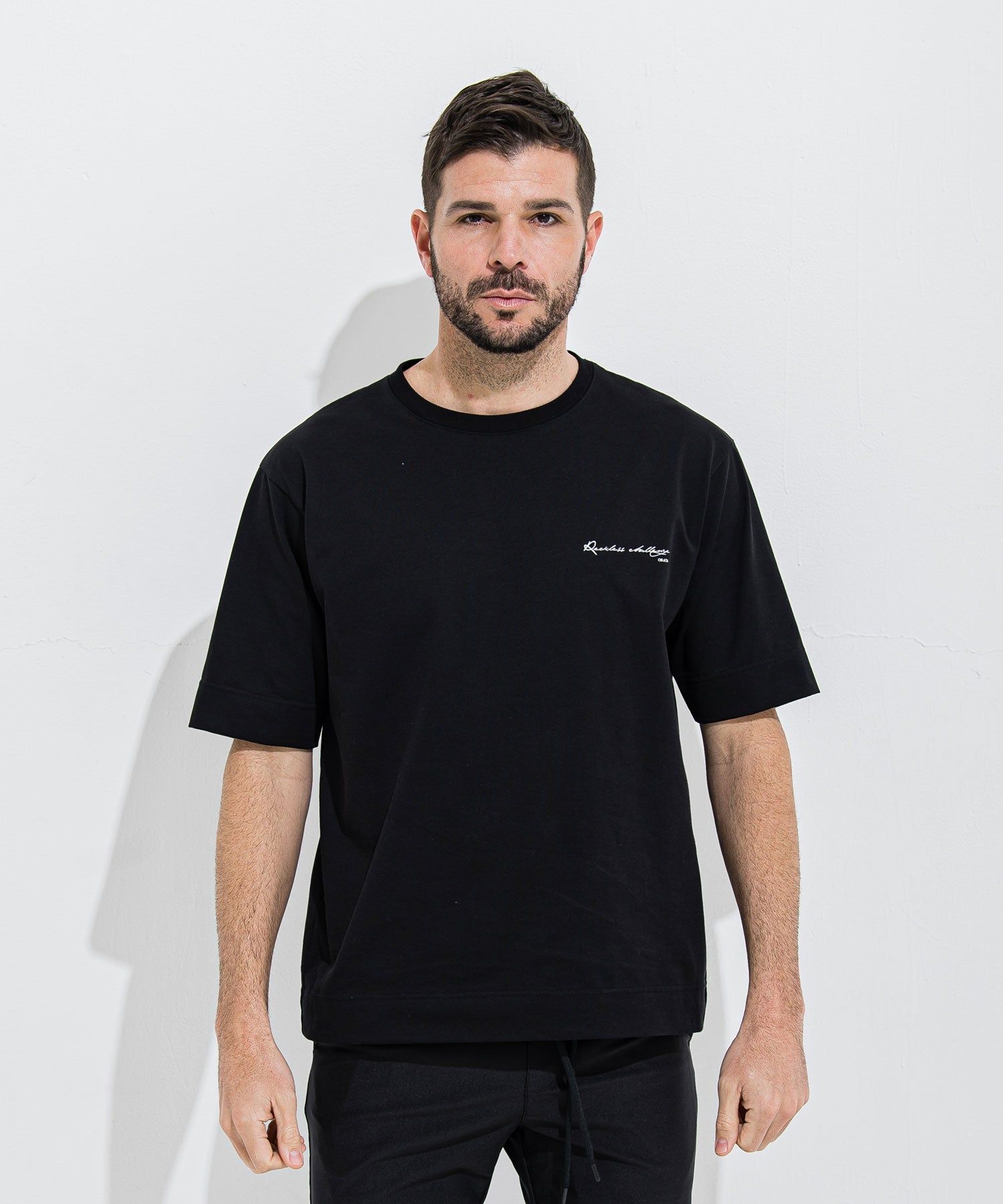 Reckless crew T / メッセージプリント 半袖Tシャツ ブラック