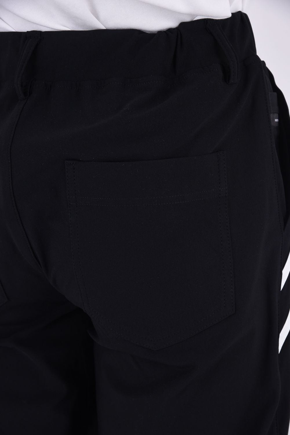 EDGE NYLON SEMI WIDE PT / ナイロンマイクロファイバー エコレザーライン セミワイド イージーパンツ (ブラック/ホワイト)