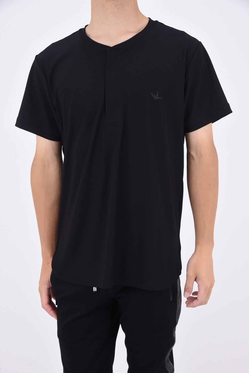 ROUND BIG HENLEY T / ラウンドカット ヘンリーネックTシャツ ブラック