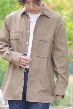 W POCKET SHIRT WOOL TROPICAL / ウォッシャブルウール ダブルポケットシャツ ベージュ