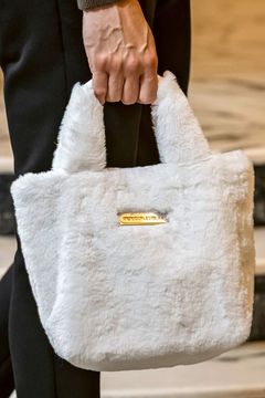 SILVER LOGO PLATE FUR MINI TOTE BAG / シルバーロゴプレートファーミニトートバッグ(ホワイト)