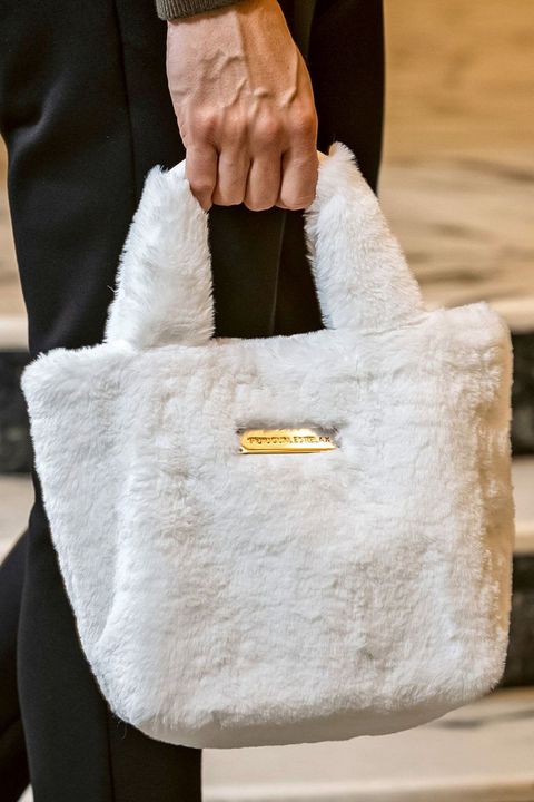 SILVER LOGO PLATE FUR MINI TOTE BAG / シルバーロゴプレートファーミニトートバッグ(ホワイト)