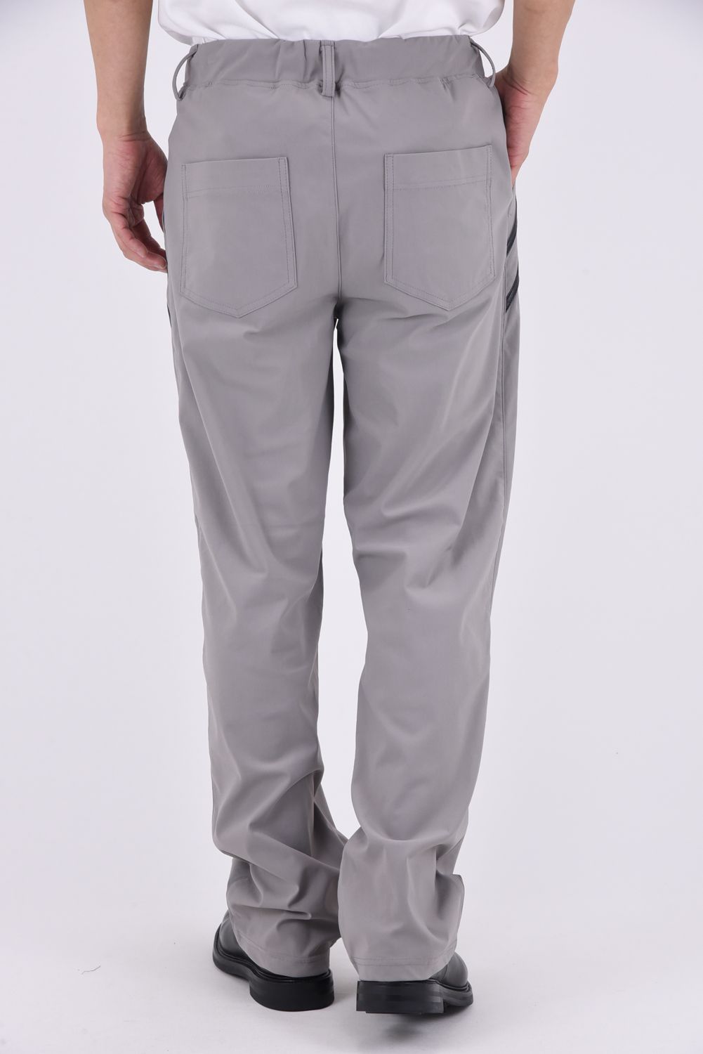 EDGE NYLON SEMI WIDE PT / ナイロンマイクロファイバー エコレザーライン セミワイド イージーパンツ (グレー)