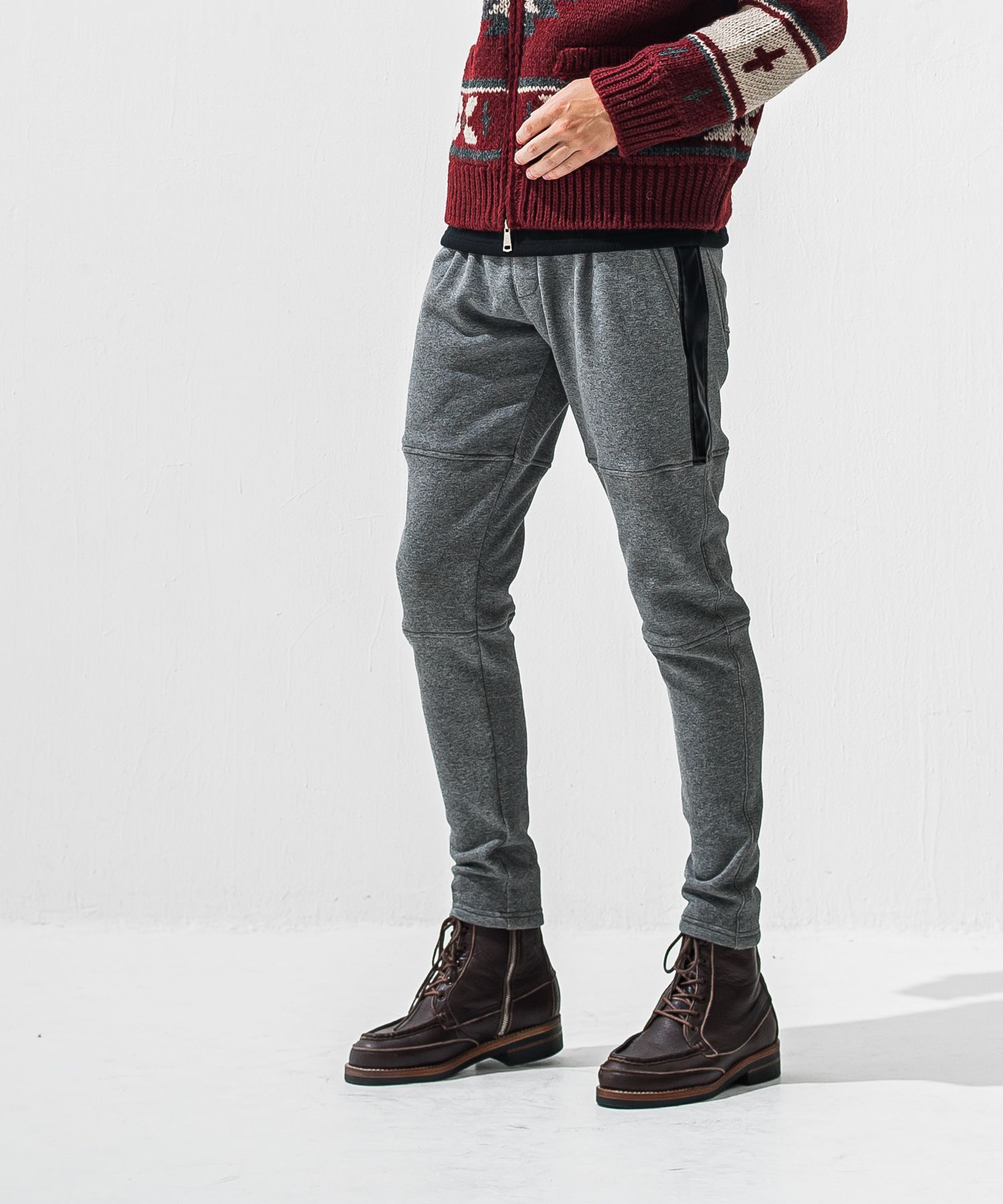 VELOURS FLEECE JT PT / 裏起毛 ベロアフリース ワンタックラインパンツ (チャコール) (11月中旬入荷予定) ※オーダー締切:9月7日(月)17時