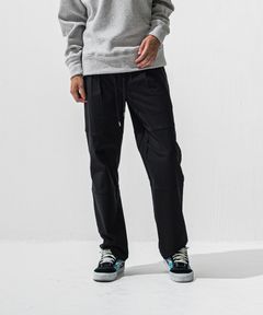 JOHNSON LINE HEATWIDE TUCK PT / 裏起毛 ハイブリットジャージー セミワイド ラインパンツ (ブラック/ブラック) (10月下旬入荷予定) ※オーダー締切:9月7日(月)17時
