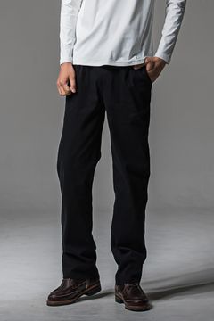 DENIM JERSEY WIDE PT / ジャージデニム セミワイド ワンタック スラックス型イージーパンツ ブラック