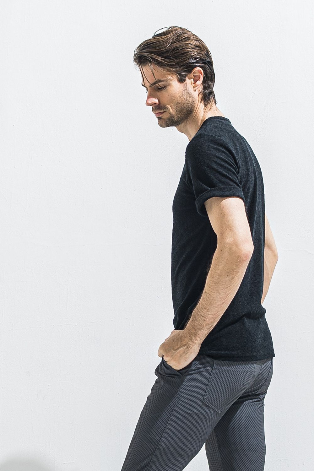 PILE ROLL UP TEE / パイル ロールアップ Tシャツ （ブラック） (4月中旬入荷予定) ※オーダー締切:2月15日(日)18時