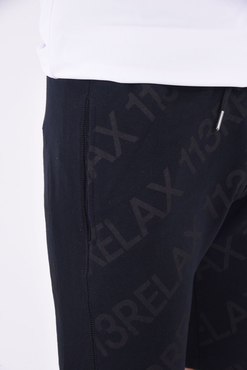 DIAGONAL LOGO SHORT PANTS  / サイドリブ ダイアゴナルロゴ ショートパンツ ブラック
