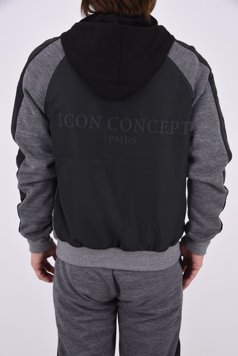 【LEON10月号掲載】【26AW】 ICON JACKET / ウール混 ツートーン ジップアップ スウェットパーカー (グレー)