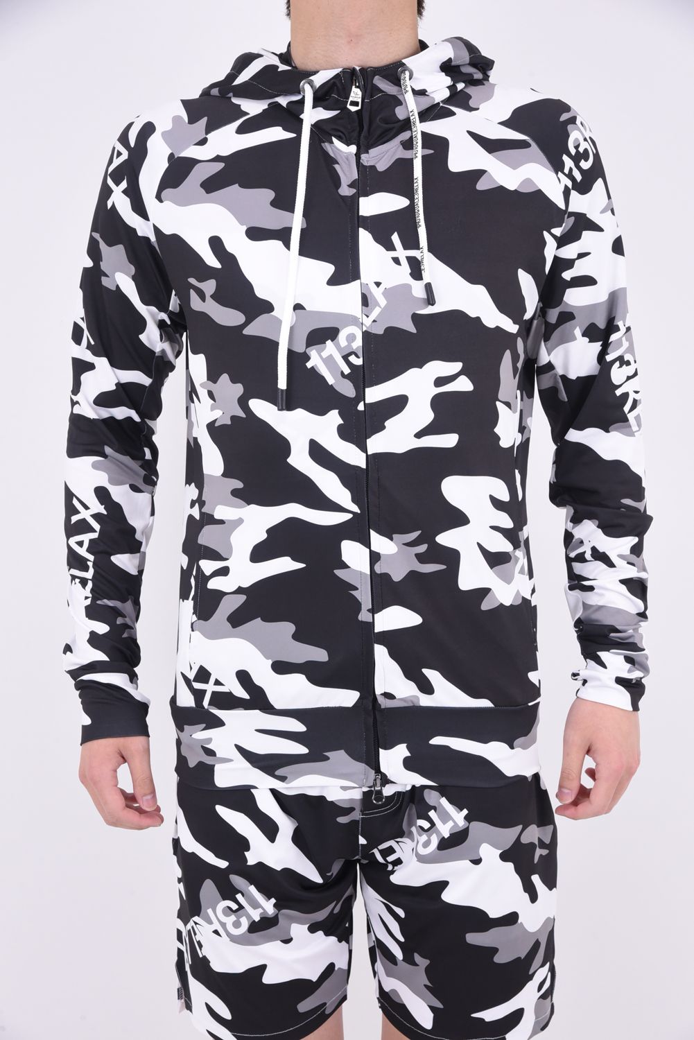 CAMO LOGO HOODIE / オリジナルカモフラ柄 ラッシュガードパーカー ブラック