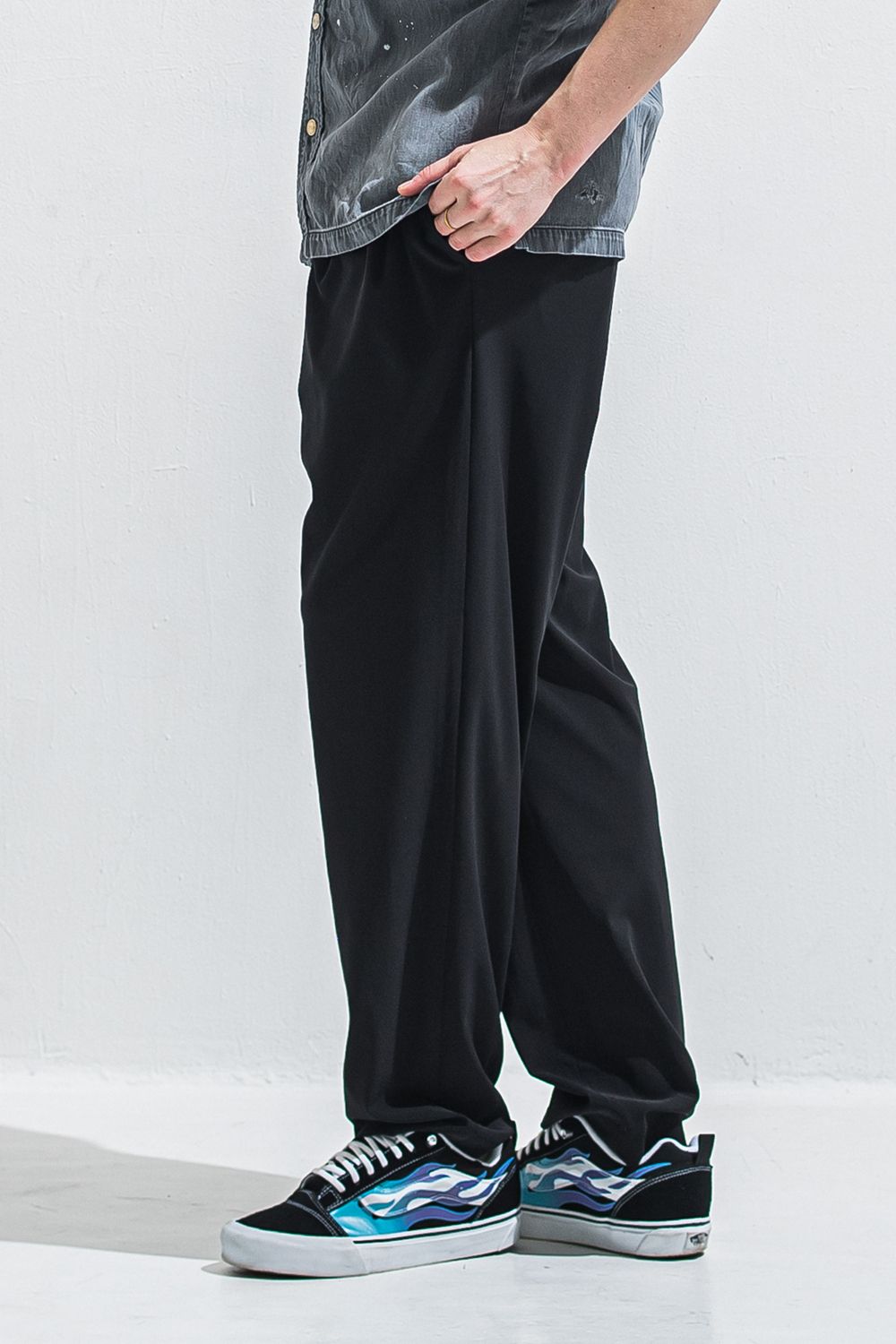 BEN PANTS / ルーズフィット ワイドシルエット ロングパンツ (ブラック) (5月中旬入荷予定) ※オーダー締切:2月15日(日)18時