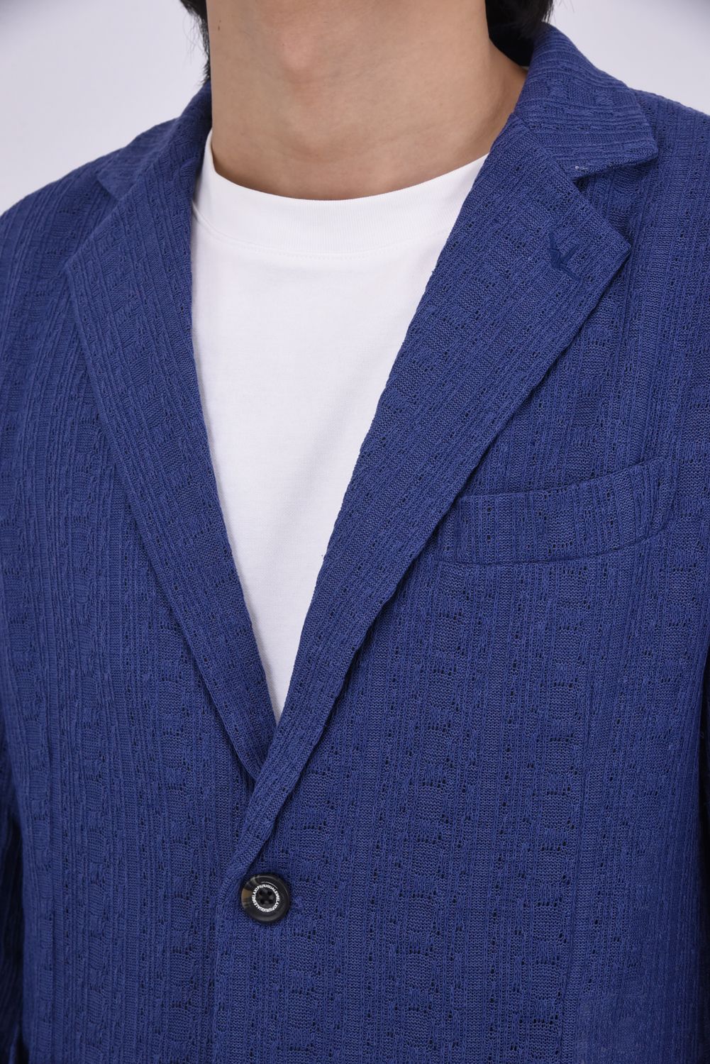 【26SS】【セットアップ】 LINEN TOUCH JACQUARD JACKET & SLACKS / リネンタッチ テーラードシングルジャケット&イージースラックス (ブルー)