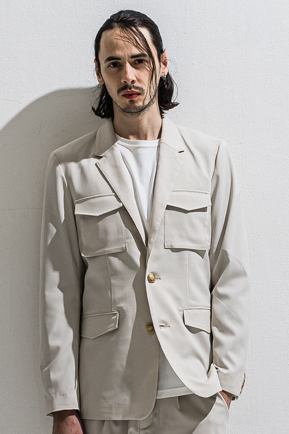 PS-65 JACKET / ミリタリーテイスト 2Bテーラードジャケット (ベージュ) (2月中旬入荷予定) ※オーダー締切12/13(土)17:00