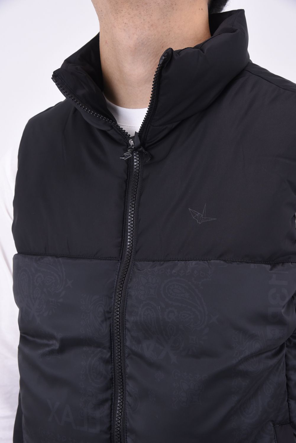 1PIU PAISLEY VEST / コンビネーション 中綿ベスト ブラック
