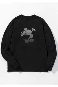 【26AW】 MICKEY SILHOUETTE GRADATION LINESTONE L/S / ミッキーシルエット グラデーション ラインストーン ロングスリーブTシャツ (ブラック) (8月上旬入荷予定)