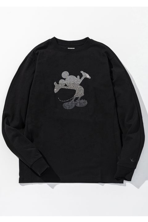 【26AW】 MICKEY SILHOUETTE GRADATION LINESTONE L/S / ミッキーシルエット グラデーション ラインストーン ロングスリーブTシャツ (ブラック) (8月上旬入荷予定)