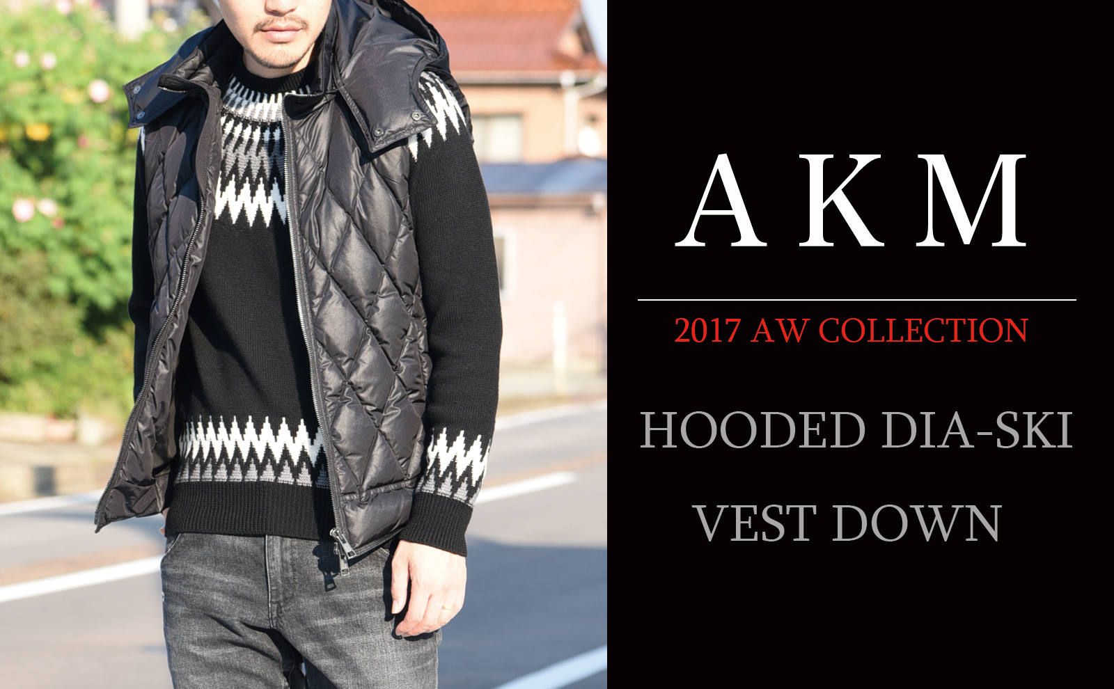 AKM】 HOODED DIA-SKI VEST DOWN | gossip