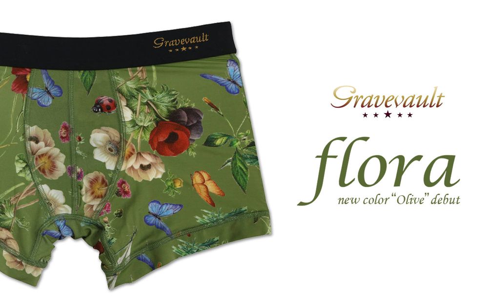 【gravevault】 定番アイテムfloraが再入荷&新色”オリーブ”が登場