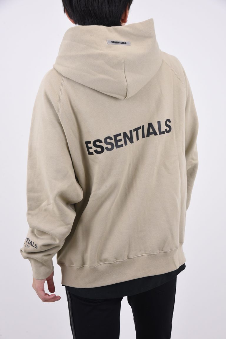 FOG ESSENTIALS - ESSENTIALS BACK LOGO FULLZIP HOODIE / 裏起毛 バックロゴ プリント フルジップ  パーカー タン | gossip