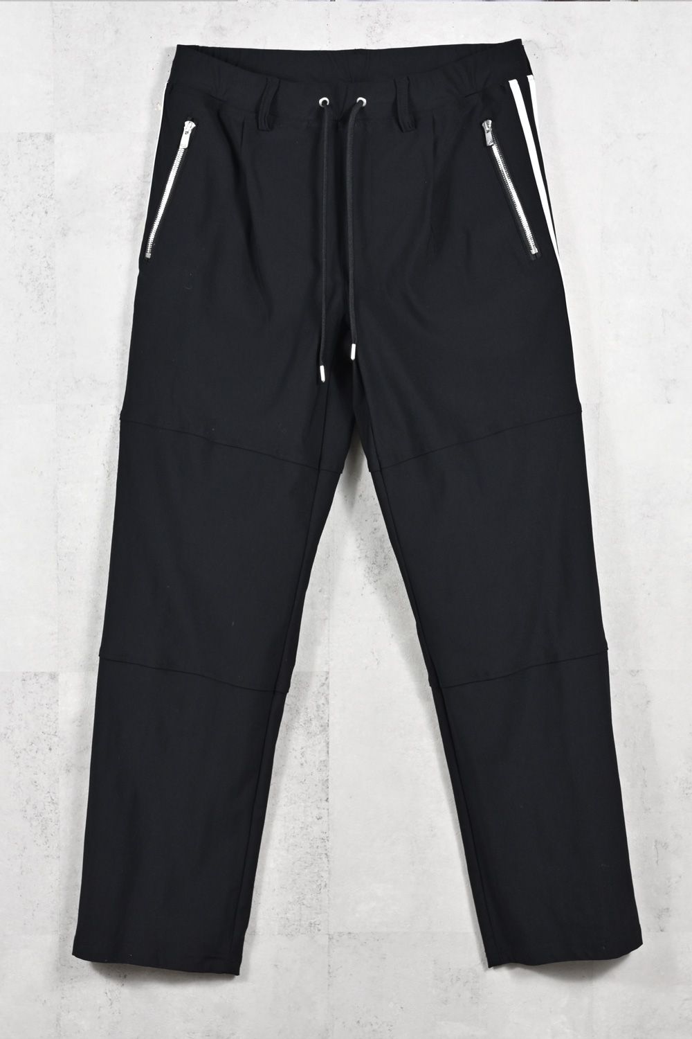 Johnson LINE WIDE PT / 360°ストレッチ ワイドシルエット ジョンソンラインパンツ (ブラック/ホワイト) (1月末入荷予定)