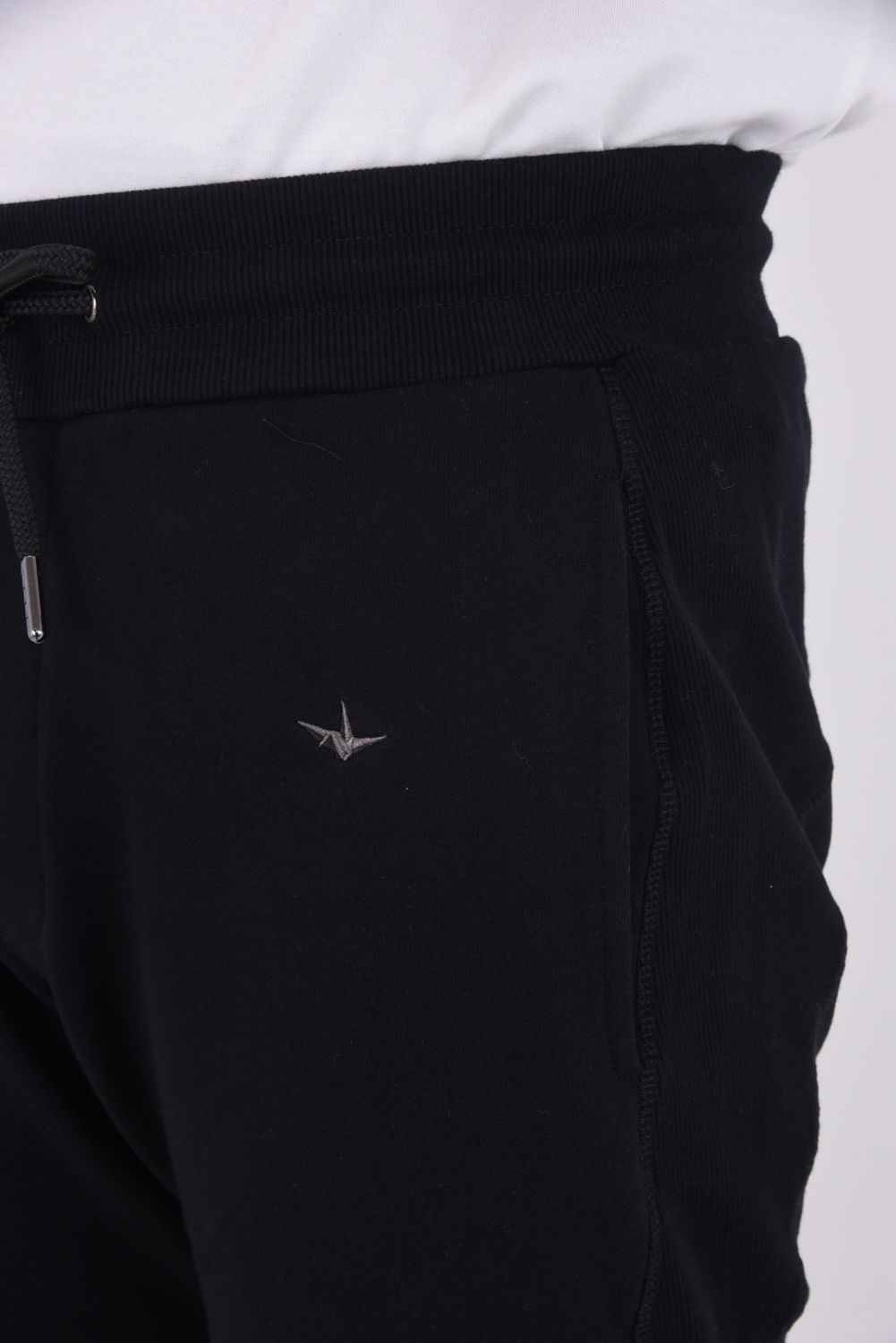 JOGGER PANTS WITH RHINESTONE CUFFS / ラインストーンヘムスウェットジョガーパンツ (ブラック)