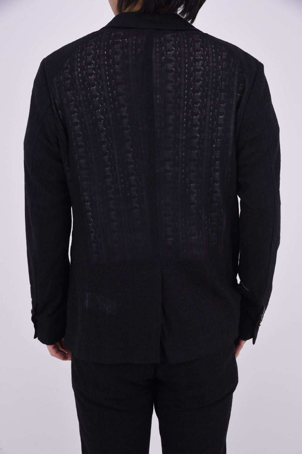 【26SS】【セットアップ】 LINEN TOUCH JACQUARD JACKET & SLACKS / リネンタッチ テーラードシングルジャケット&イージースラックス (ブラック)