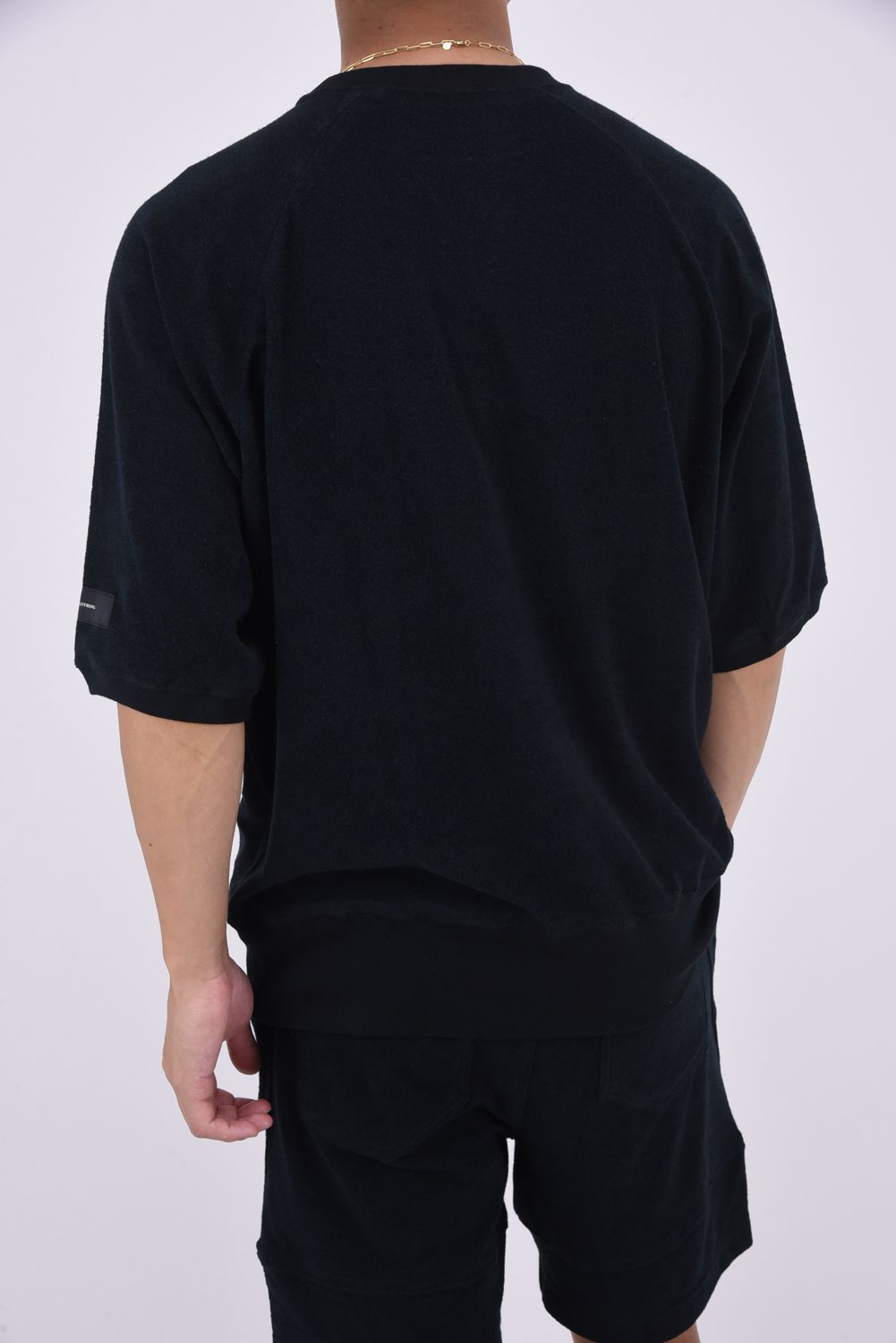 PILE HALF SLEAVE / パイル素材 オーバーサイズTシャツ ブラック