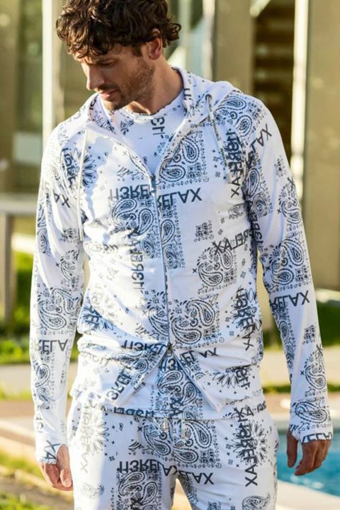 ALOHA PAISLEY HOODIE / ペイズリー柄 ラッシュガードパーカー ホワイト