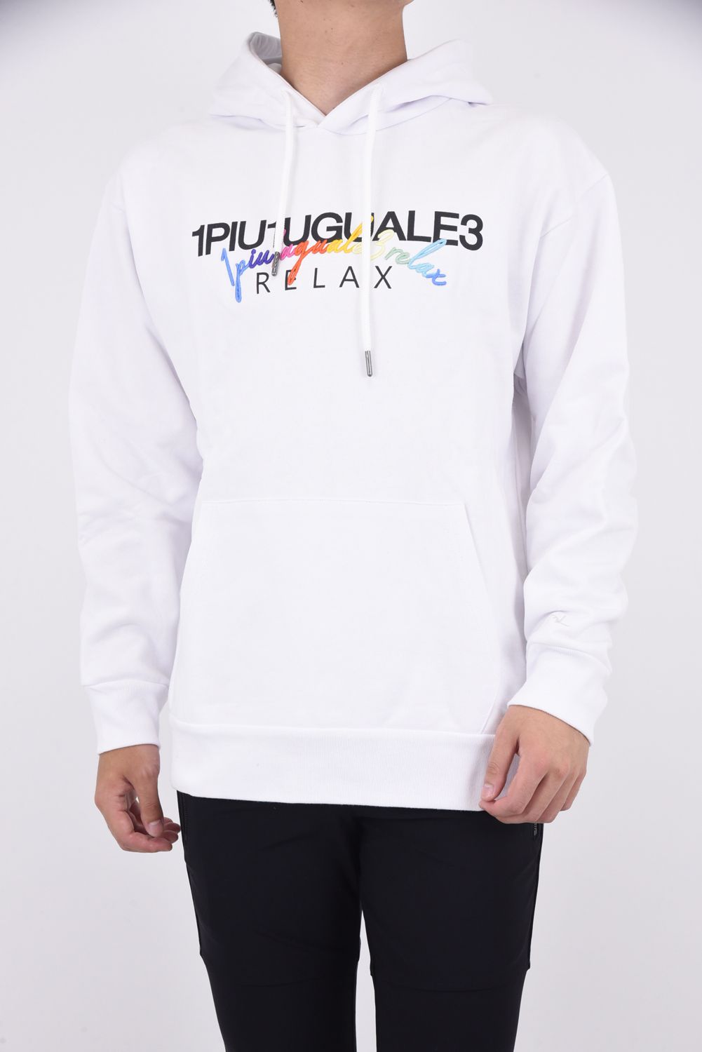 1PIU1UGUALE3 RELAX - RAINBOW LOGO HOODIE / レインボー 刺繍 ダブル