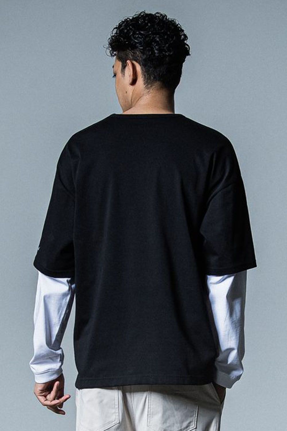 FAKE LAYERED LONGSLEEVE / ロングスリーブフェイクレイヤードTシャツ ブラック / ホワイト