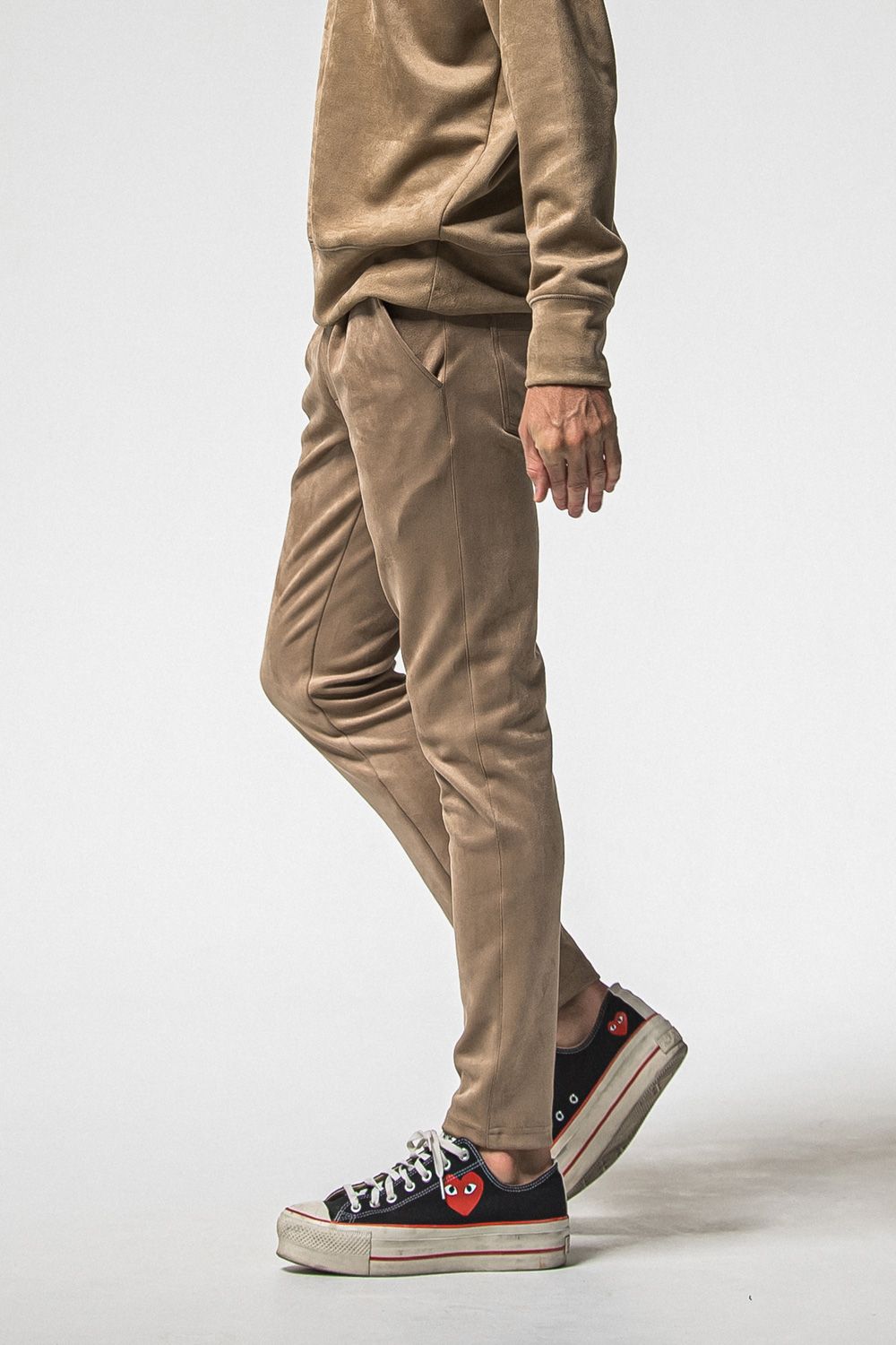 CHRIS EASY HEAT TUCK PANTS / スウェードジャージー スラックスイージータックパンツ (ブラウン) (1月上旬入荷予定) ※オーダー締切：9月1日(月)18:00