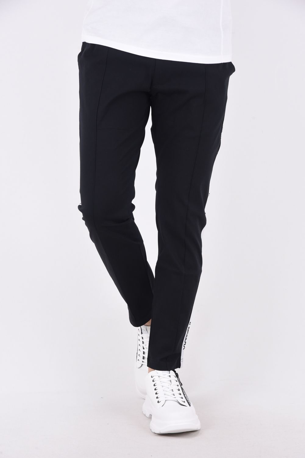 SILKET LINE SLACKS / サイドライン シルケットスラックス ブラック