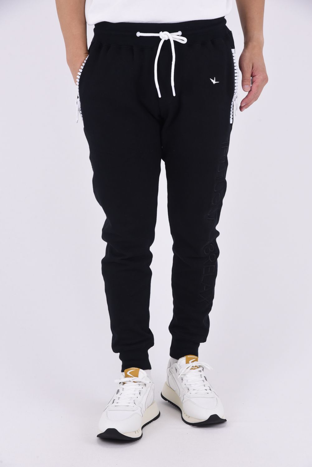 BIG ZIP VERTICAL LOGO PANTS / ビッグジップ バーティカル ロゴパンツ ブラック