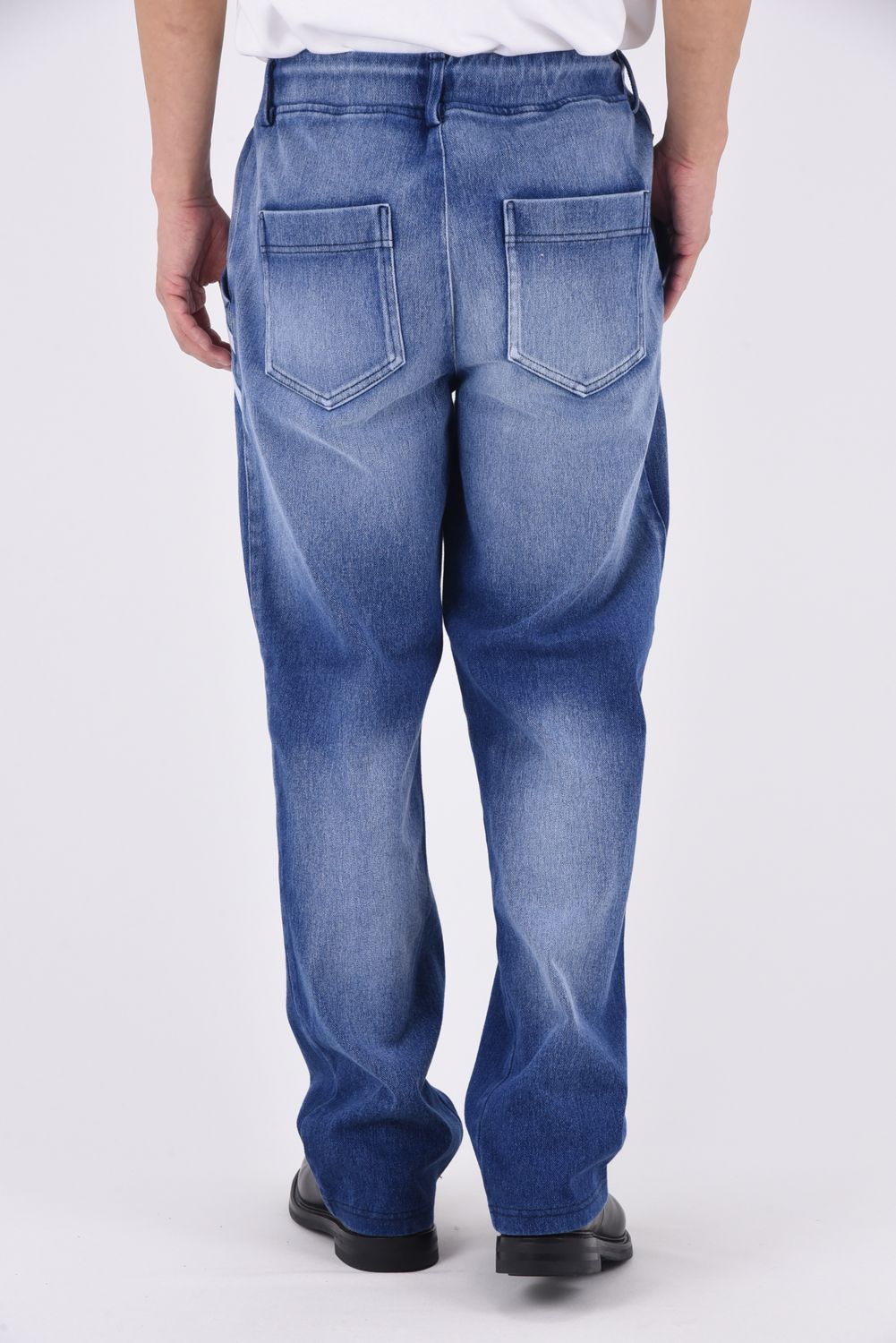EDGE DENIM SEMI WIDE PT / エコレザーライン セミワイド イージーデニムパンツ (ダークインディゴ)