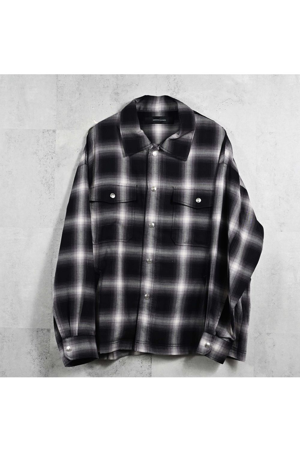 50S CHECK JK / オーバーサイズ オンブレチェック CPOジャケット (ブラック) (2月中旬入荷予定)